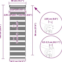 vidaXL Estor cebra 40x100 cm tejido ancho 35,9 cm poliéster Blanco Online