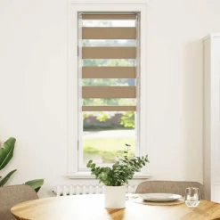 vidaXL Decoración-Estor cebra marrón arena tejido ancho 35,9 cm poliéster