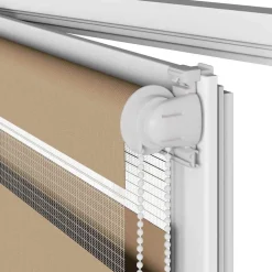 vidaXL Decoración-Estor cebra marrón arena tejido ancho 35,9 cm poliéster