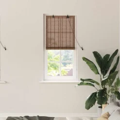 vidaXL Decoración-Estor enrollable con cortinas Manual Marrón 60 x 160 cm Bambú