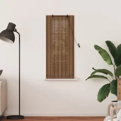 vidaXL Decoración-Estor enrollable con cortinas Manual Marrón 60 x 160 cm Bambú
