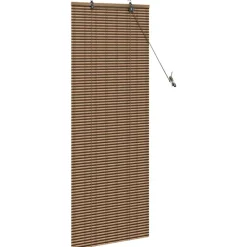 vidaXL Decoración-Estor enrollable con cortinas Manual Marrón 60 x 160 cm Bambú