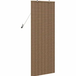 vidaXL Decoración-Estor enrollable con cortinas Manual Marrón 60 x 160 cm Bambú