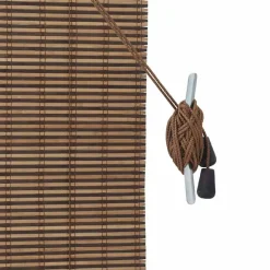 vidaXL Decoración-Estor enrollable con cortinas Manual Marrón 60 x 160 cm Bambú