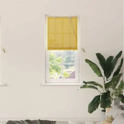 vidaXL Estor enrollable con cortinas Manual 60 x 160 cm Bambú Amarillo Hot