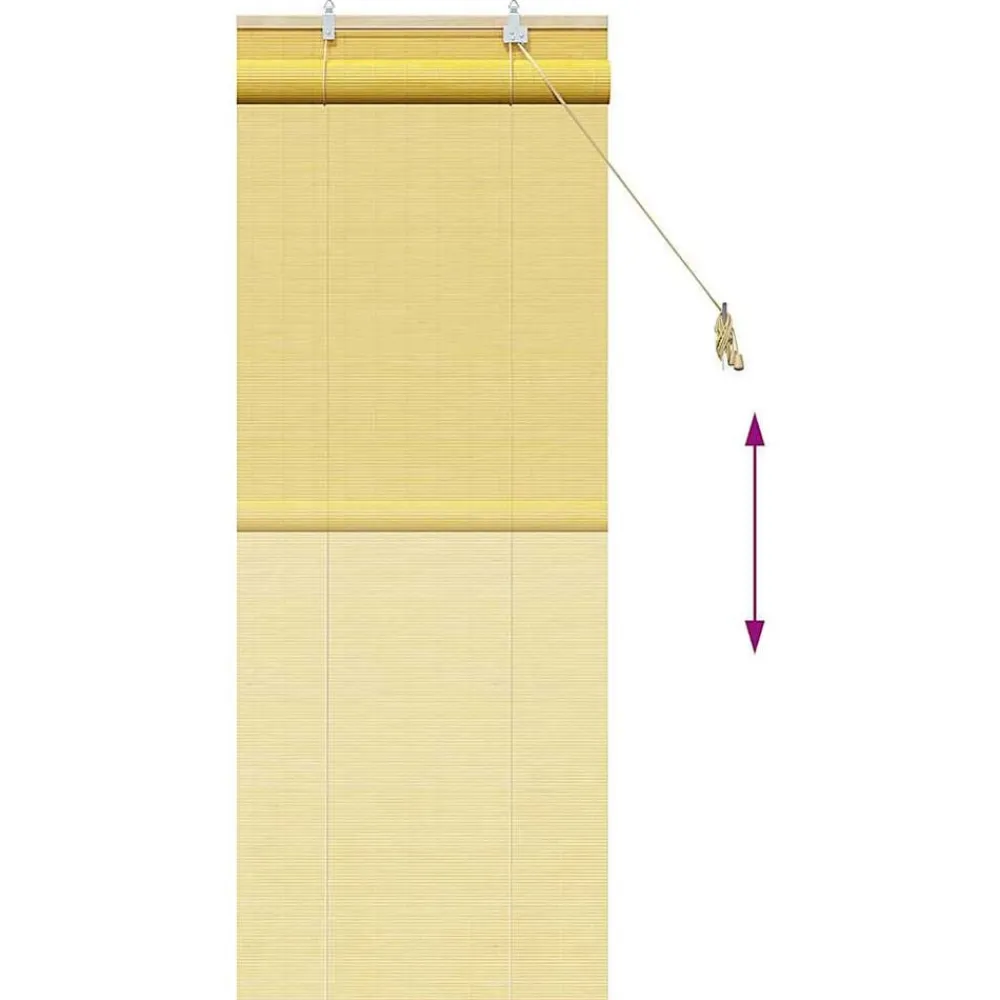 vidaXL Estor enrollable con cortinas Manual 60 x 160 cm Bambú Amarillo Hot