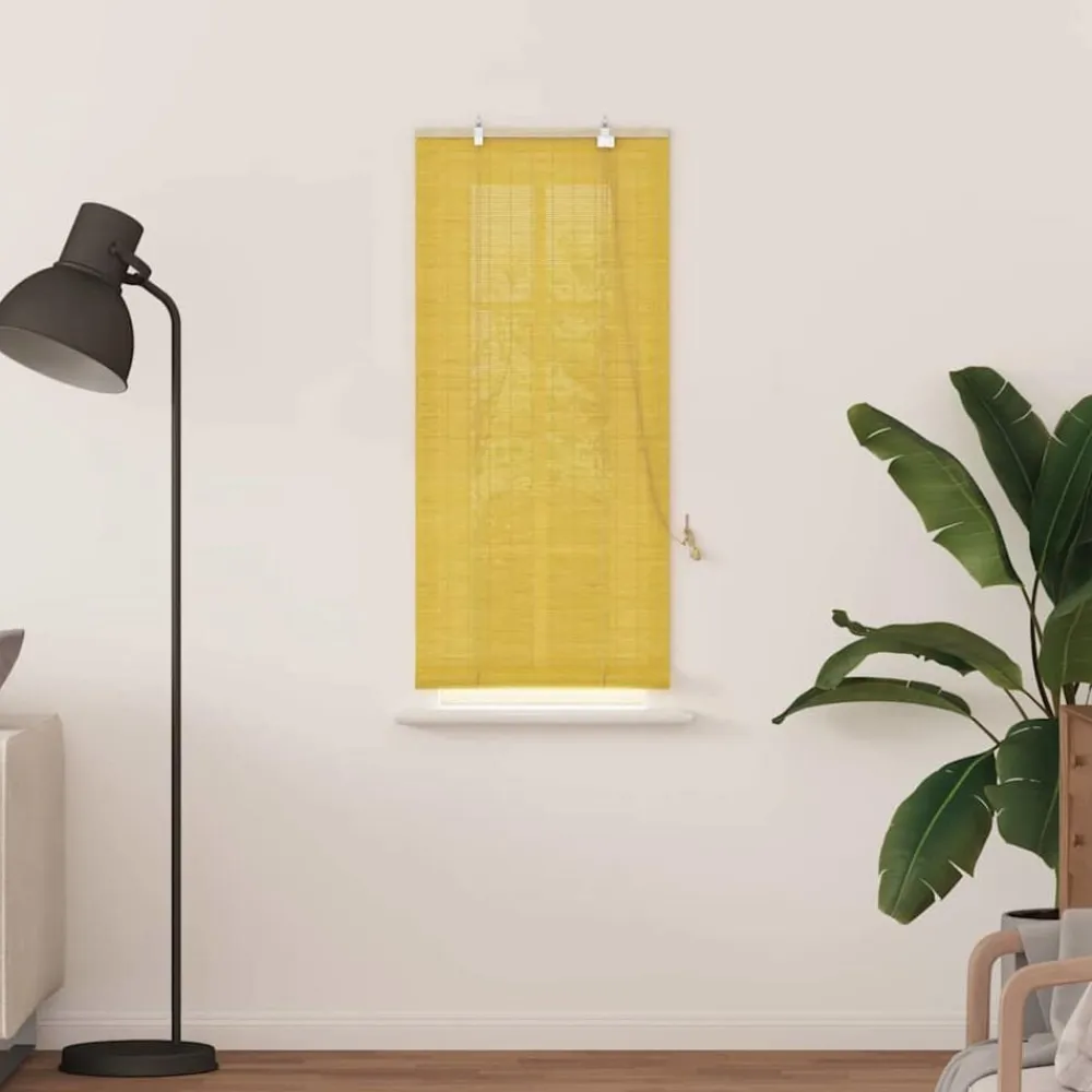 vidaXL Estor enrollable con cortinas Manual 60 x 160 cm Bambú Amarillo Hot
