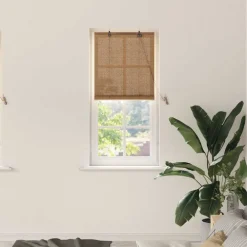 vidaXL Estor enrollable con cortinas Manual Marrón 60 x 160 cm Bambú Marr&oacute;n New