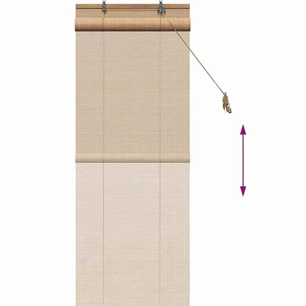 vidaXL Estor enrollable con cortinas Manual Marrón 60 x 160 cm Bambú Marrón New