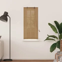 vidaXL Estor enrollable con cortinas Manual Marrón 60 x 160 cm Bambú Marrón New