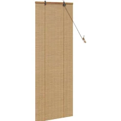 vidaXL Estor enrollable con cortinas Manual Marrón 60 x 160 cm Bambú Marrón New
