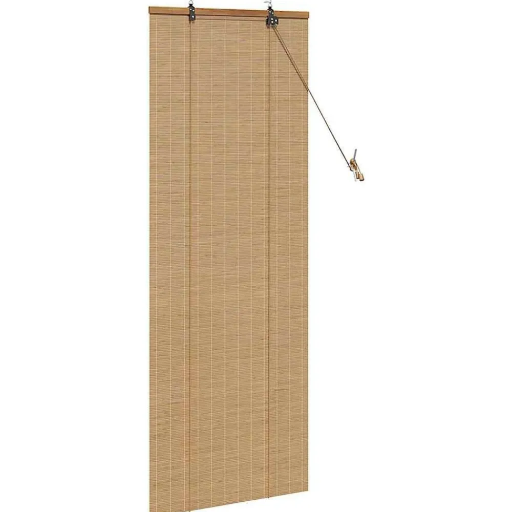 vidaXL Estor enrollable con cortinas Manual Marrón 60 x 160 cm Bambú Marrón New