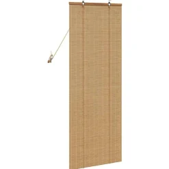 vidaXL Estor enrollable con cortinas Manual Marrón 60 x 160 cm Bambú Marrón New
