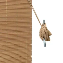 vidaXL Estor enrollable con cortinas Manual Marrón 60 x 160 cm Bambú Marrón New