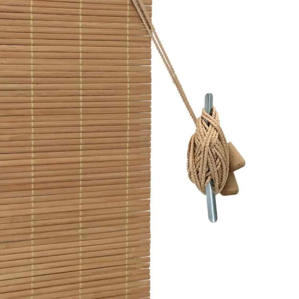 vidaXL Estor enrollable con cortinas Manual Marrón 60 x 160 cm Bambú Marrón New