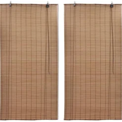 vidaXL Estor enrollable de bambú 2 unidades marrón 120x220 cm Online