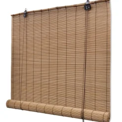 vidaXL Estor enrollable de bambú 2 unidades marrón 120x220 cm Online