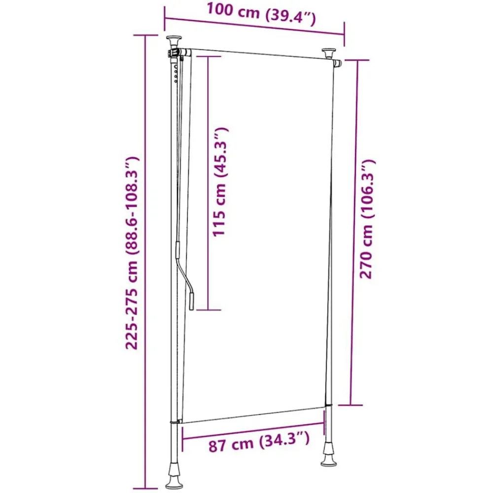 vidaXL Estor enrollable de exterior color 100x270 cm Crema Online
