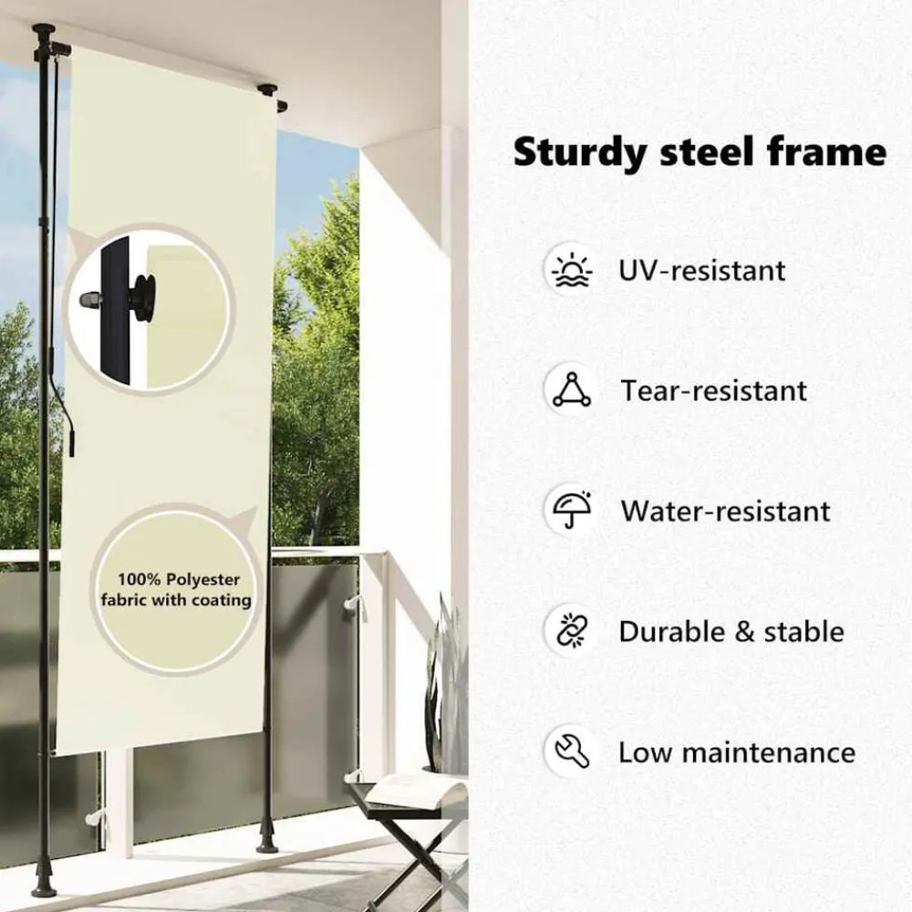 vidaXL Estor enrollable de exterior color 100x270 cm Crema Online