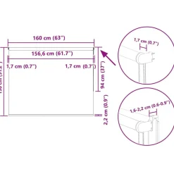 vidaXL Decoración-Estor Enrollable Opaco 160x130 cm Tela Ancho 156,6 cm
