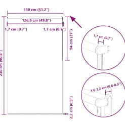 vidaXL Estor Enrollable Opaco Blanco Roto 130x230cm Tela Ancho 126,6cm Blanco crudo Best
