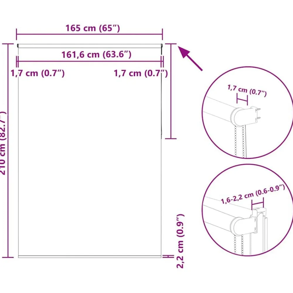 vidaXL Decoración-Estor Enrollable Opaco 165x210 cm Tela Ancho 161,6 cm