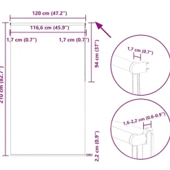 vidaXL Decoración-Estor Enrollable Opaco Blanco Roto 120x210cm Tela Ancho 116,6cm