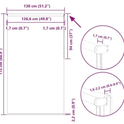 vidaXL Decoración-Estor Enrollable Opaco 130x175 cm Tela Ancho 126,6 cm