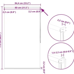 vidaXL Estor enrollable opaco 84,4x175 cm, ancho de tela 80 cm, color blanco roto Blanco crudo Best
