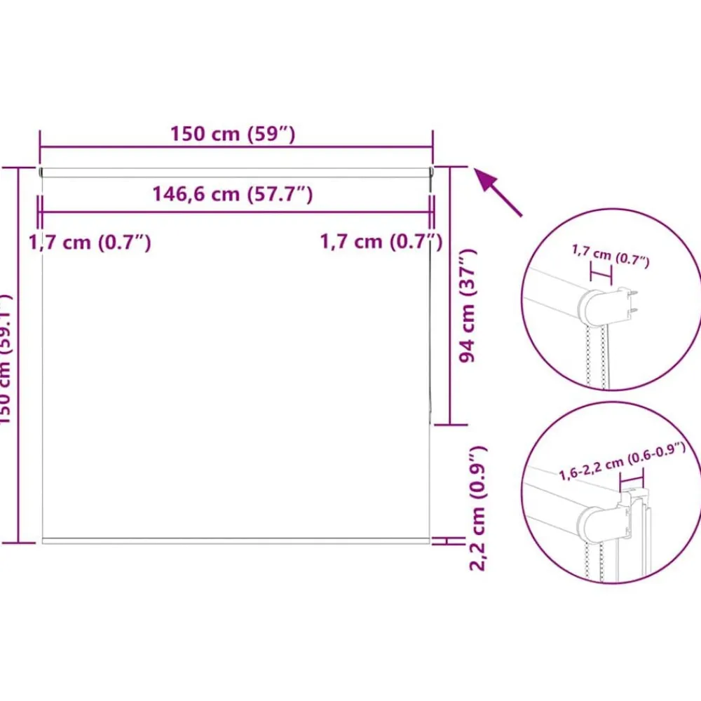 vidaXL Decoración-Estor Enrollable Opaco 150x150 cm Tela Ancho 146,6 cm