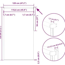 vidaXL Decoración-Estor Enrollable Opaco 120x130 cm Tela Ancho 116,6cm