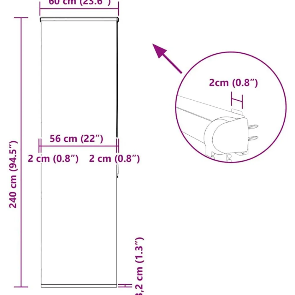 vidaXL Decoración-Estor enrollable para ducha con casete 60x240cm tela ancho 56cm