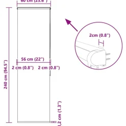 vidaXL Estor enrollable para ducha con casete 60x240cm tela ancho 56cm Blanco Clearance