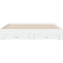 vidaXL Camas Y Accesorios-Estructura cama con cajones madera ingeniería blanca 200x200 cm