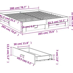 vidaXL Camas Y Accesorios-Estructura cama con cajones madera ingeniería blanca 200x200 cm