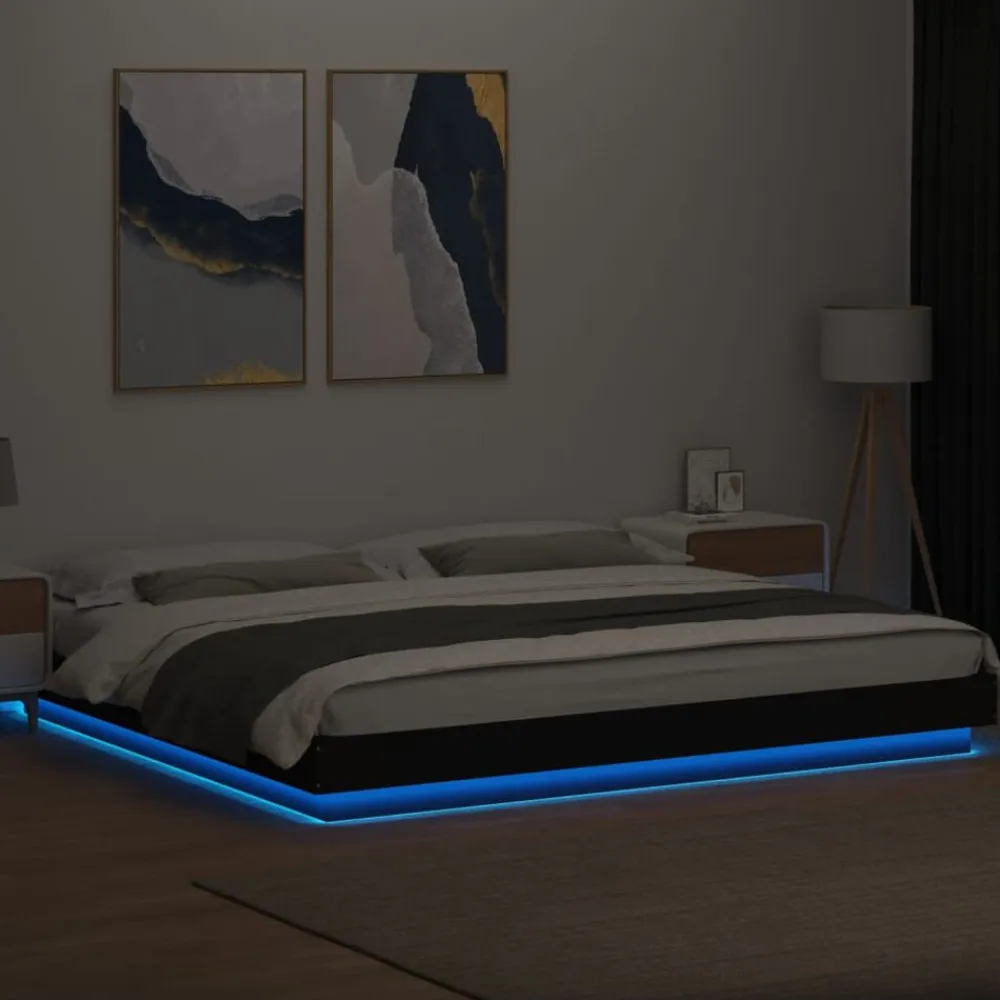 vidaXL Camas Y Accesorios-Estructura cama con luces LED madera ingeniería 200x200cm