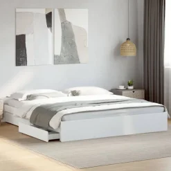 vidaXL Estructura cama con cajones madera ingeniería blanca 200x200 cm Blanco Hot