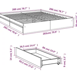vidaXL Estructura cama con cajones madera ingeniería blanca 200x200 cm Blanco Hot