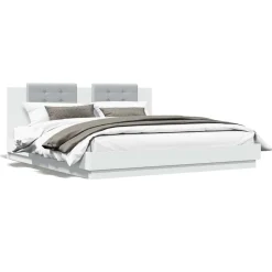 vidaXL Camas Y Accesorios-Estructura cama con cabecero madera ingeniería 200x200cm