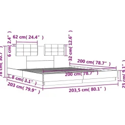 vidaXL Camas Y Accesorios-Estructura cama con cabecero madera ingeniería 200x200cm