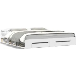 vidaXL Estructura cama con cajones madera ingeniería blanca 200x200 cm Blanco Sale