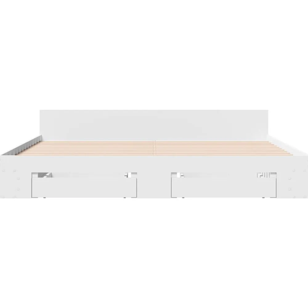 vidaXL Estructura cama con cajones madera ingeniería blanca 200x200 cm Blanco Sale