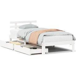 vidaXL Camas Y Accesorios-Estructura cama con cajones madera maciza pino 75x190 cm