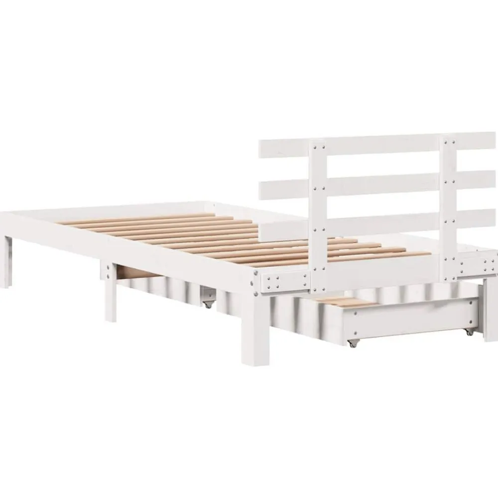 vidaXL Camas Y Accesorios-Estructura cama con cajones madera maciza pino 75x190 cm