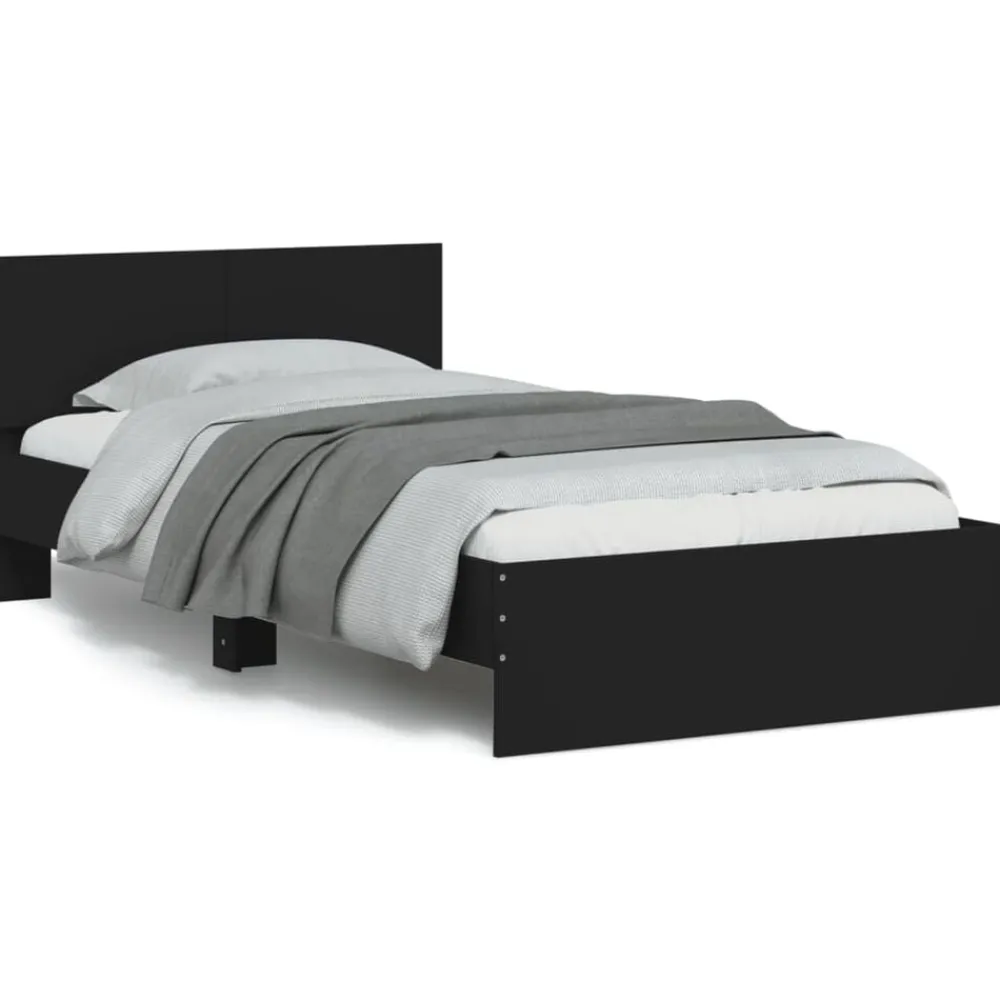 vidaXL Estructura cama con cabecero madera ingeniería 100x200 cm Negro Hot