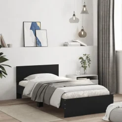 vidaXL Estructura cama con cabecero madera ingeniería 100x200 cm Negro Hot