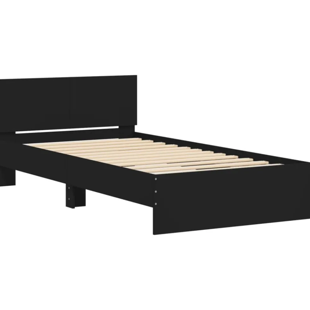 vidaXL Estructura cama con cabecero madera ingeniería 100x200 cm Negro Hot