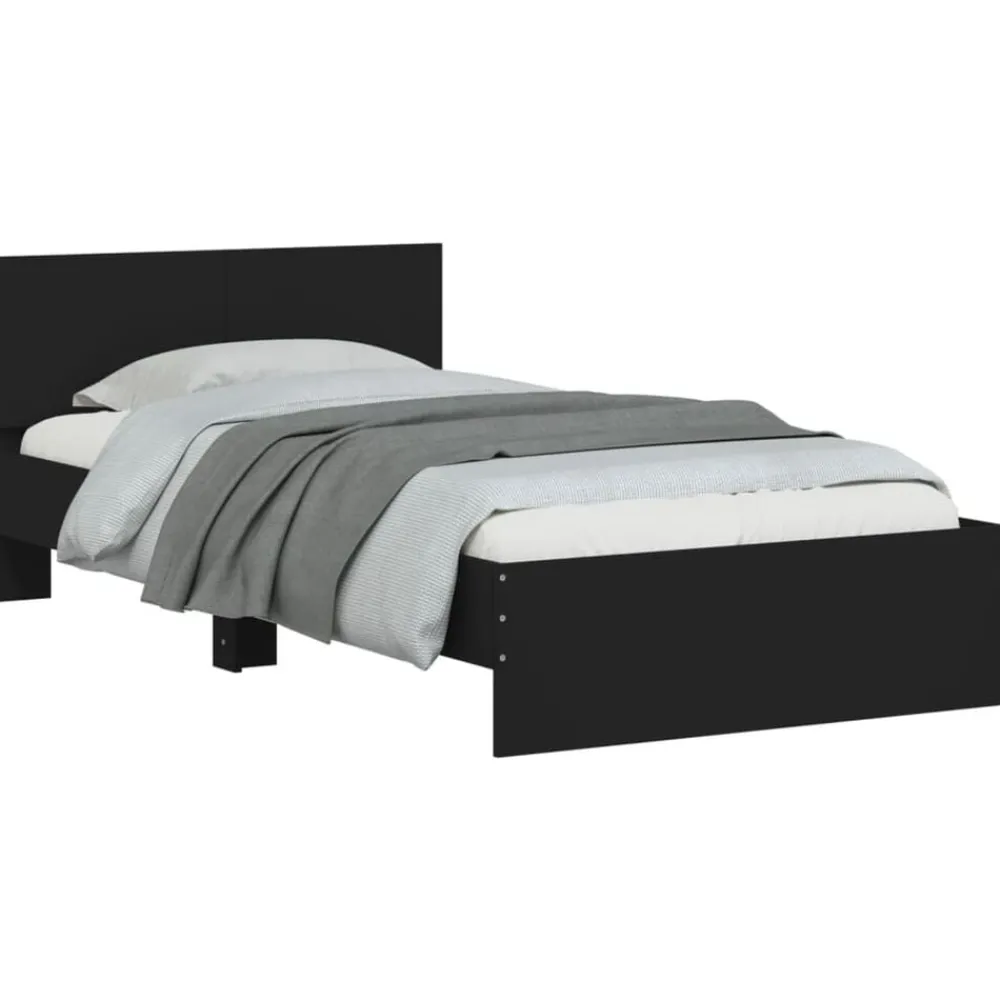 vidaXL Estructura cama con cabecero madera ingeniería 100x200 cm Negro Hot
