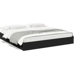 vidaXL Camas Y Accesorios-Estructura cama con cajones madera ingeniería negra 200x200 cm