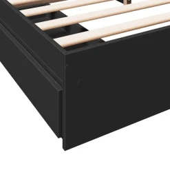 vidaXL Camas Y Accesorios-Estructura cama con cajones madera ingeniería negra 200x200 cm